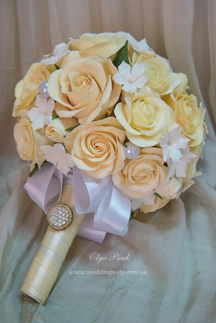 Букеты невесты - из полимерной глины и других декоративных элементов Викторианская роза